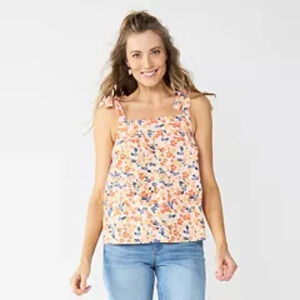 NWT Sonoma Peach Floral The Strap Tank in Size XXL